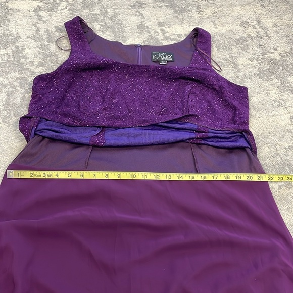 New Alex Evenings Purple Lace Overlay Gown Maxi Dress MOTB Plus Size 16W - Picture 9 of 13